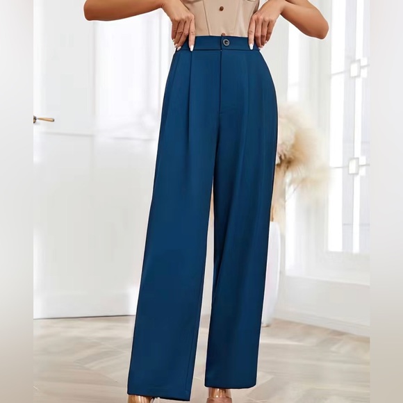 NEW Sea Blue High Waist Wide Leg Pants - Picture 2 of 5